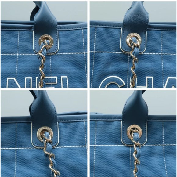 100% Authentic CHANEL Lady First Blue W/P Cloth Tote Bag - Picture 7 of 12